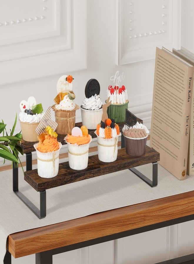 Yookeer رف توابل خشبي ريفي من يوكير، منظم مطبخ، حامل رف مطبخ، منظم سطح المطبخ، 30 × 15 × 15 سم، بني داكن - Image 4